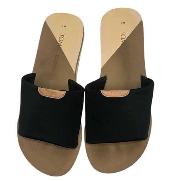 Toms Carly Slide Sandal In Black Jersey. Size 7. - Picture 1 of 8